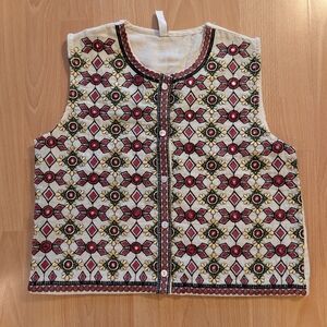 Embroidered Sleeveless Vest | Size S
